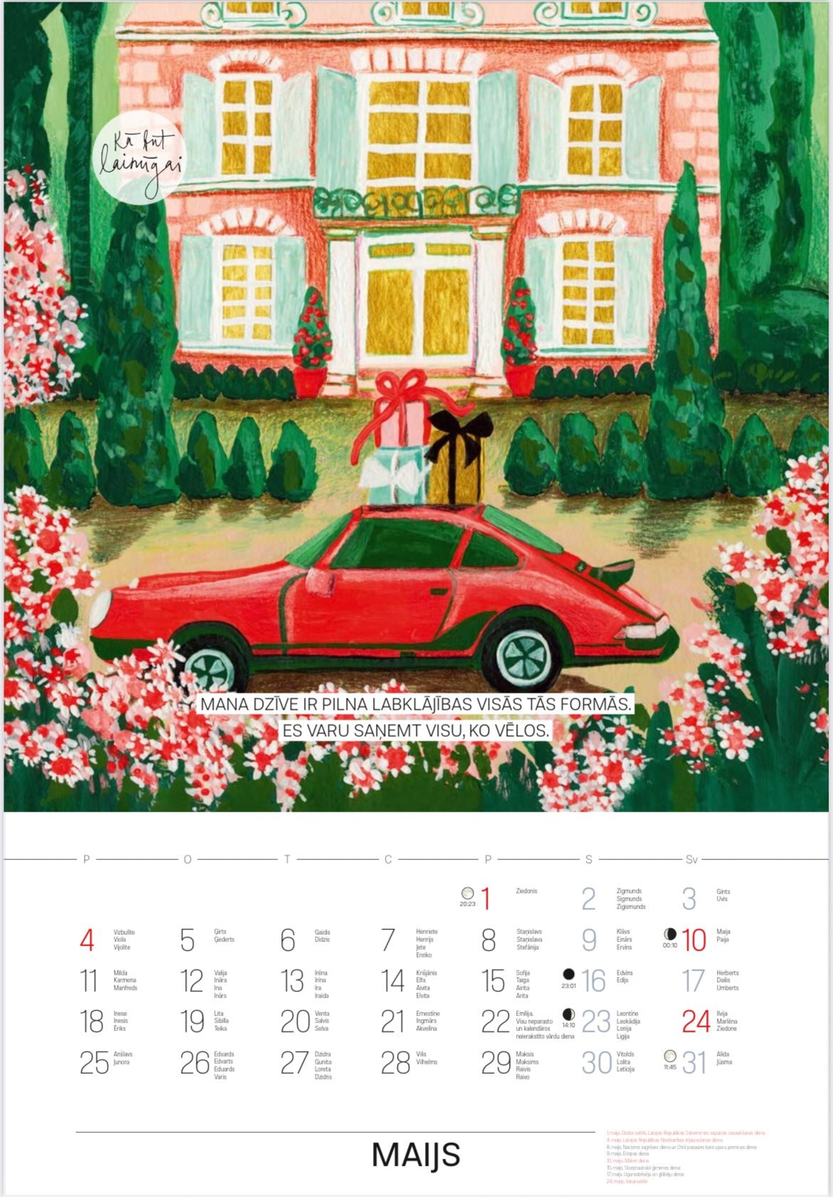 IEDVESMAS KALENDĀRS 2026